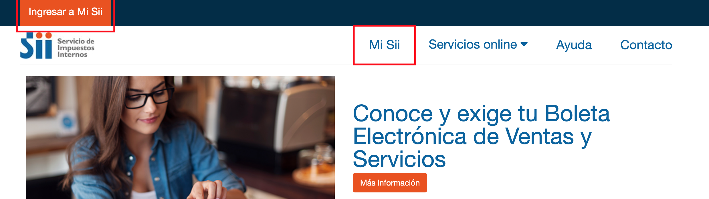 Página principal del SII — botón Mi SII