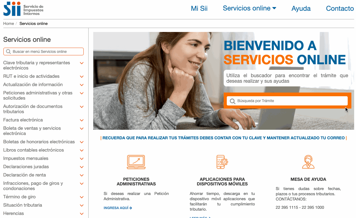 Navegación a Servicios Online y Facturación Electrónica