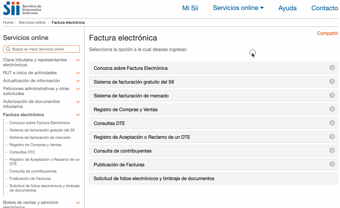 Seleccionar opción Conozca sobre Factura Electrónica