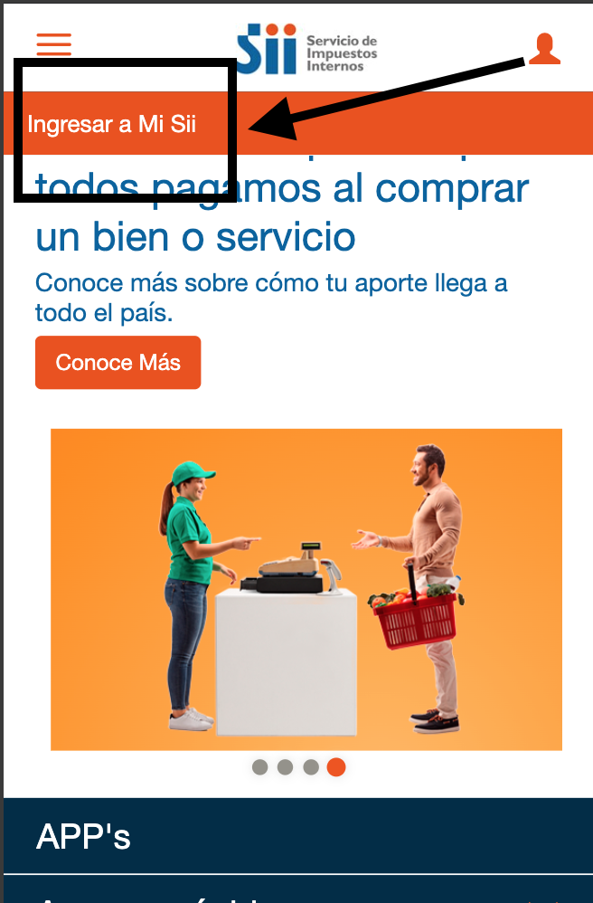 Menú móvil del SII